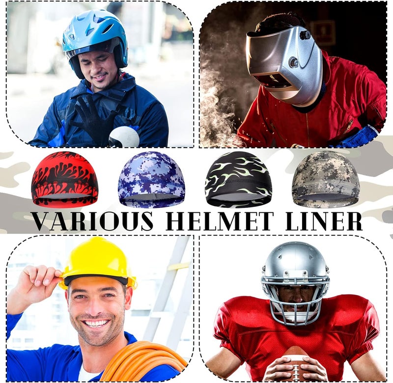 Tarpop 10 Pcs Men Skull Caps Cooling Welding Hard Helmet Liner Cycling Skull Caps Wicking Beanie Do Rag Head Wrap for Men - Image 5